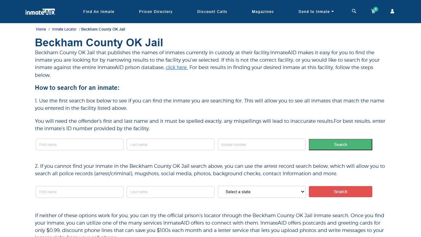 Beckham County OK Jail | Arrest Locator, Inmate Communication