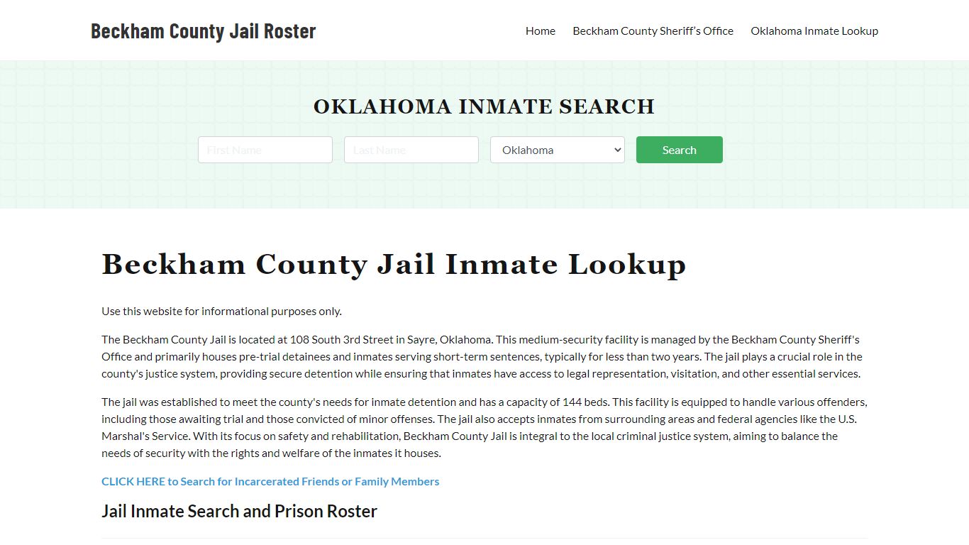 Beckham County Jail Roster Lookup, OK, Inmate Search