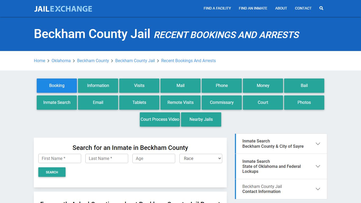 Beckham County Jail Recent Bookings And Arrests - Jail Exchange